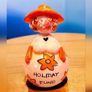 Vintage Lady Coin Bank "Vacation Fund" RARE find